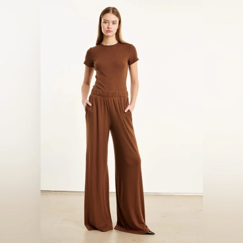 New SPRWMN Walnut WIDE LEG PANTS size Medium